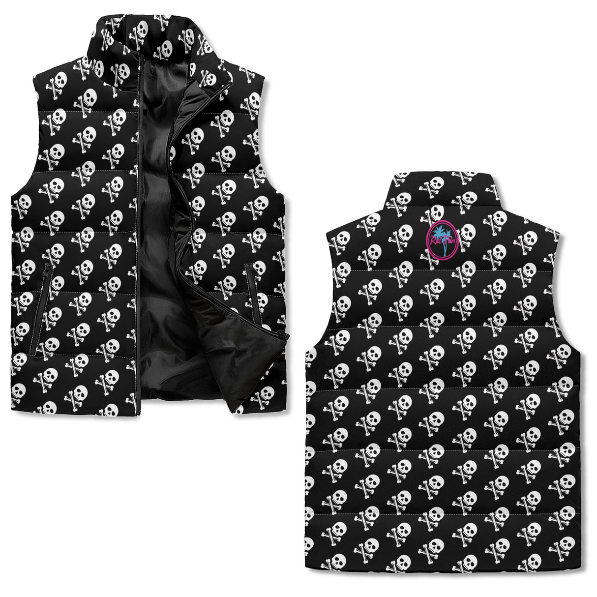 Crossbones Zip Up Puffer Vest