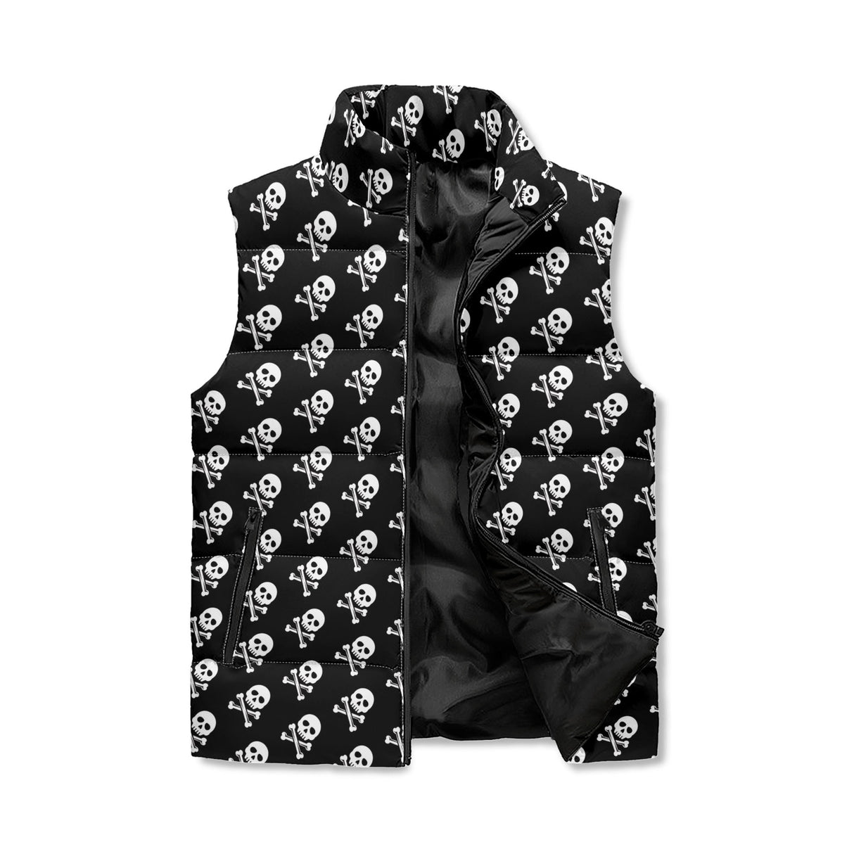 Crossbones Zip Up Puffer Vest