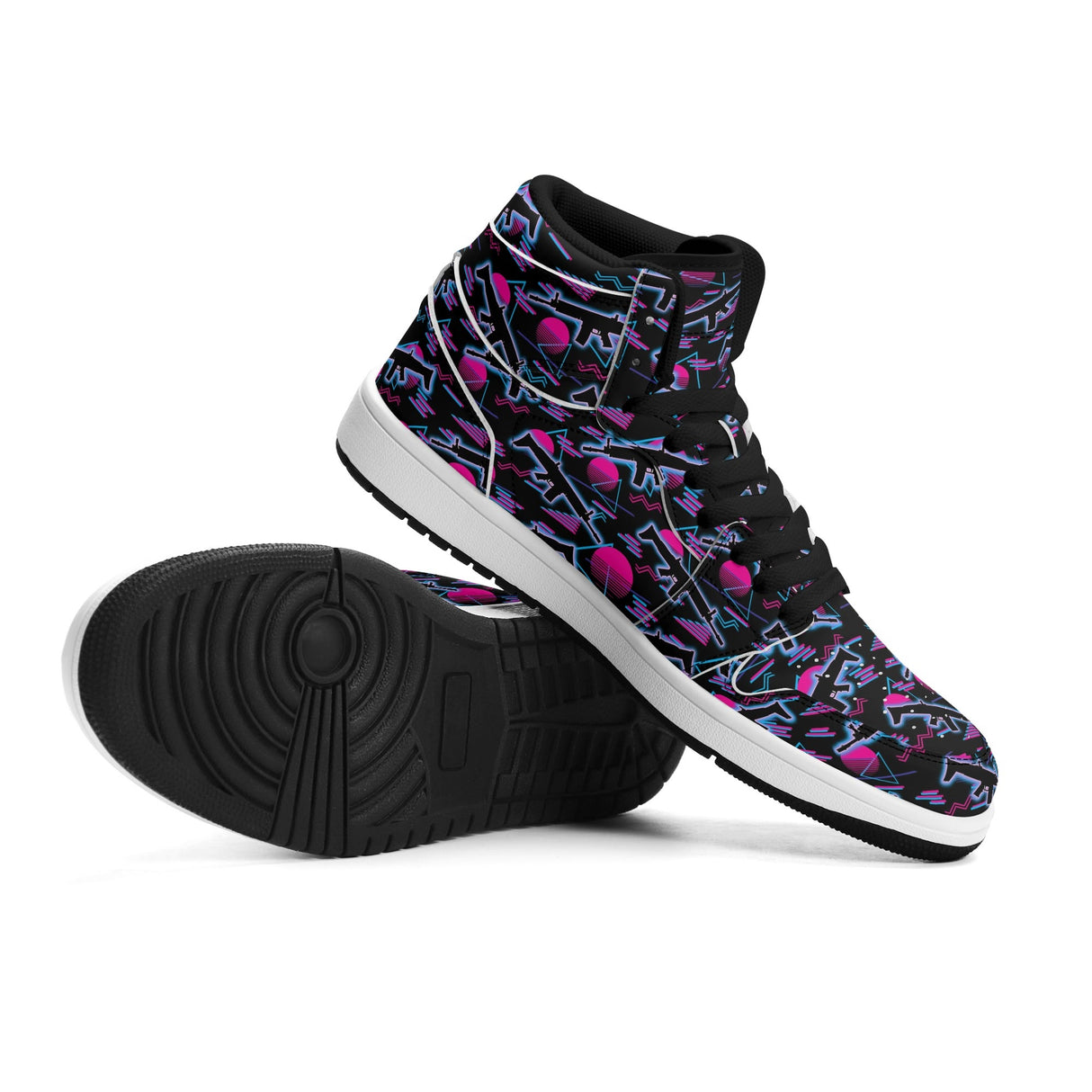 Miami Nights Mens Premium PU Leather High Top Sneakers-V2