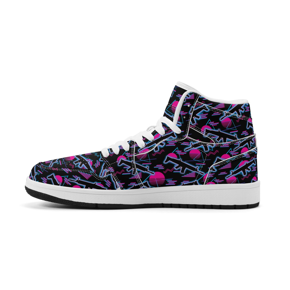 Miami Nights Mens Premium PU Leather High Top Sneakers-V2