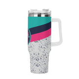 Bottoms Up 40oz Stainless Steel Tumbler With White Handle and Straw