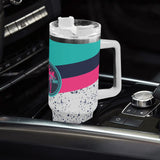 Bottoms Up 40oz Stainless Steel Tumbler With White Handle and Straw