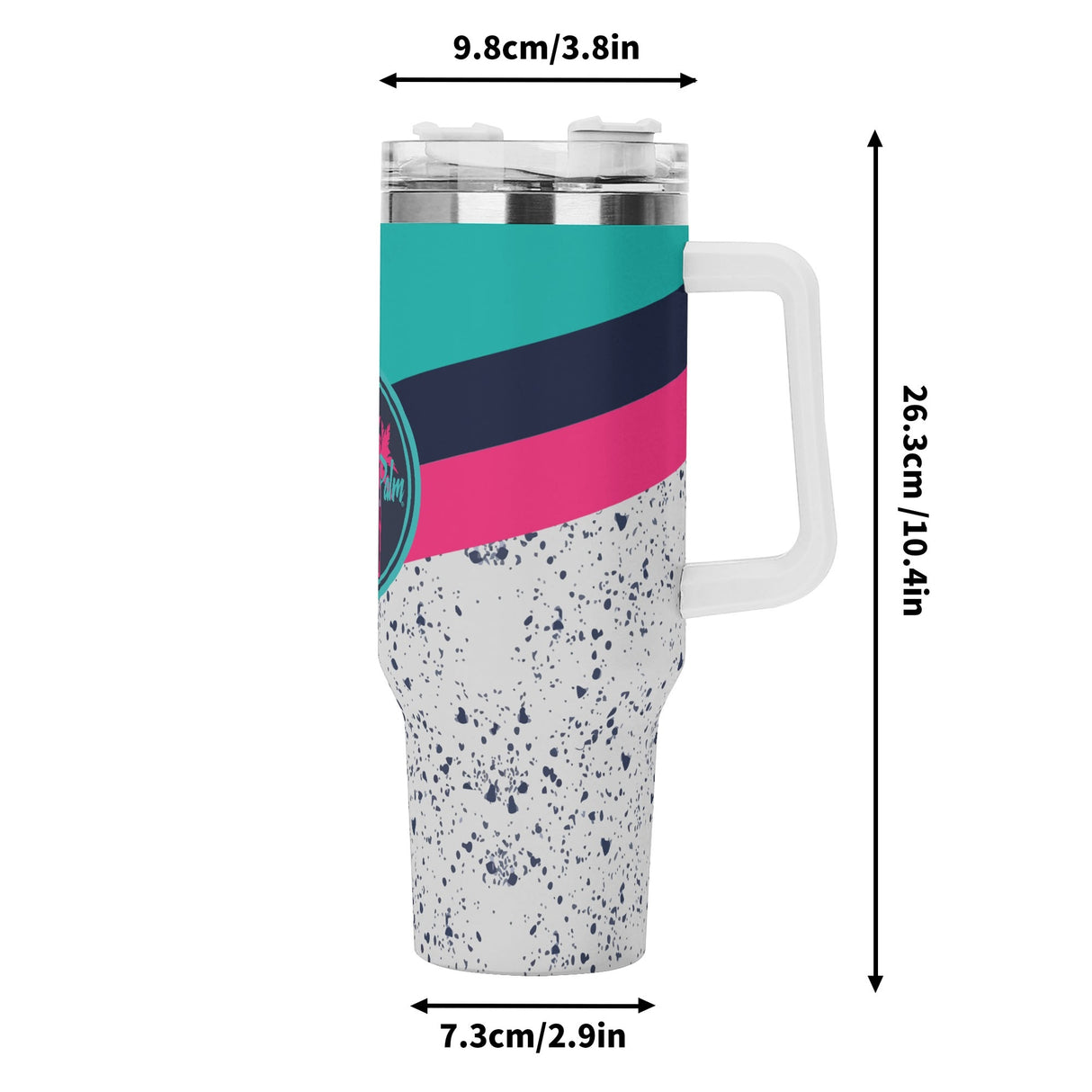 Bottoms Up 40oz Stainless Steel Tumbler With White Handle and Straw