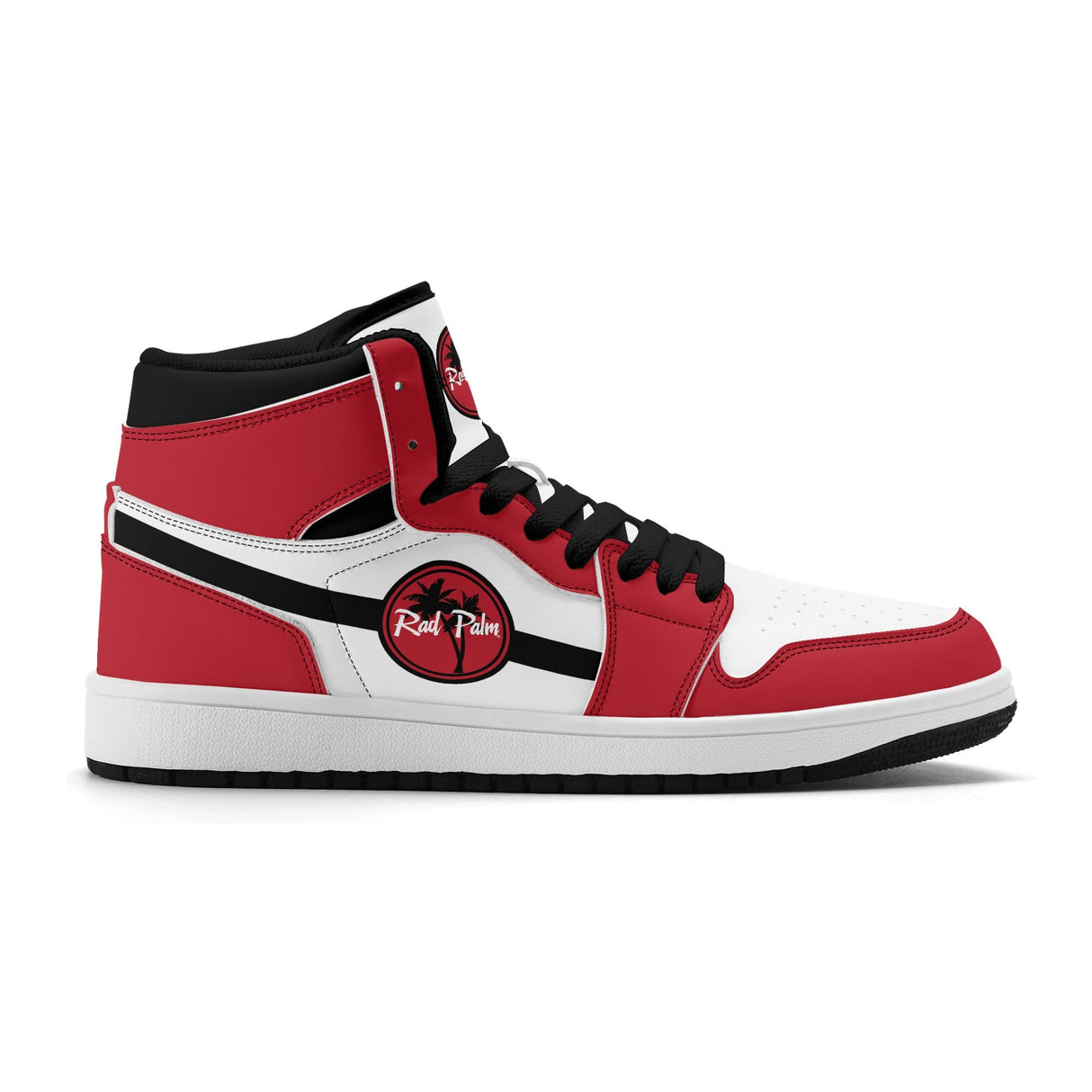 Red White Black Mens Premium PU Leather High Top Sneakers-V2