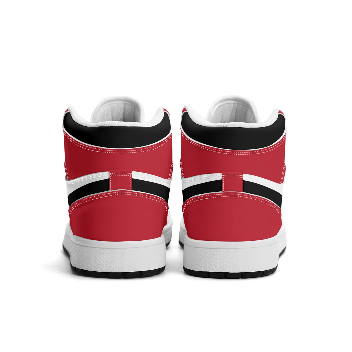 Red White Black Mens Premium PU Leather High Top Sneakers-V2