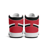 Red White Black Mens Premium PU Leather High Top Sneakers-V2