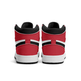 Red White Black Mens Premium PU Leather High Top Sneakers-V2