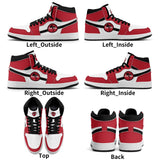 Red White Black Mens Premium PU Leather High Top Sneakers-V2