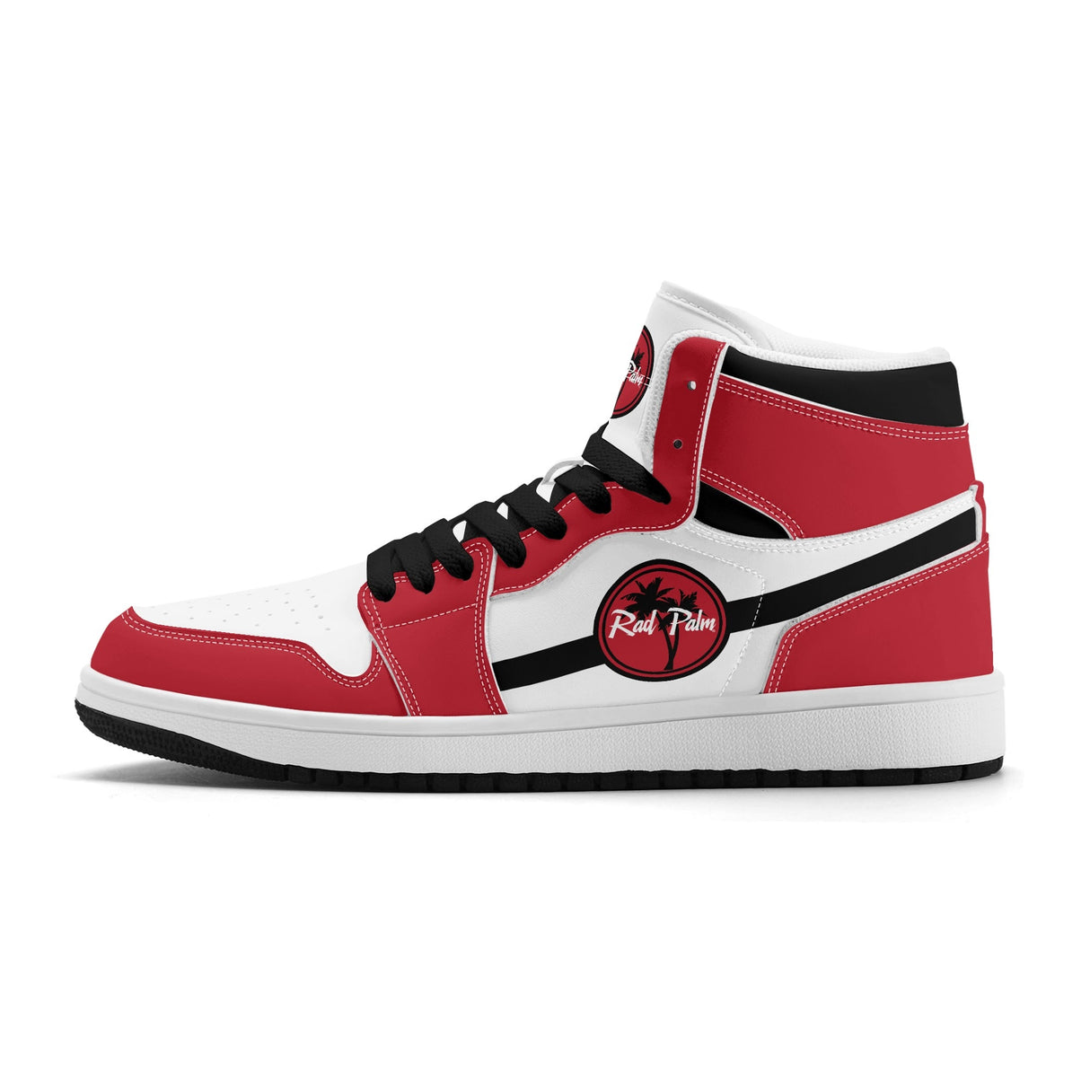 Red White Black Mens Premium PU Leather High Top Sneakers-V2