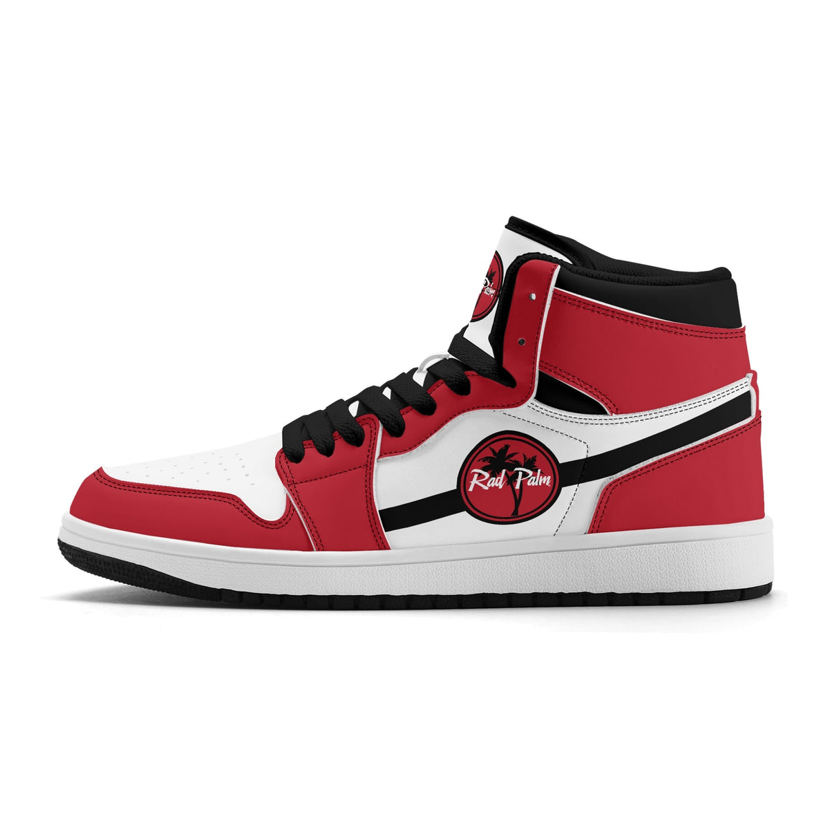 Red White Black Mens Premium PU Leather High Top Sneakers-V2