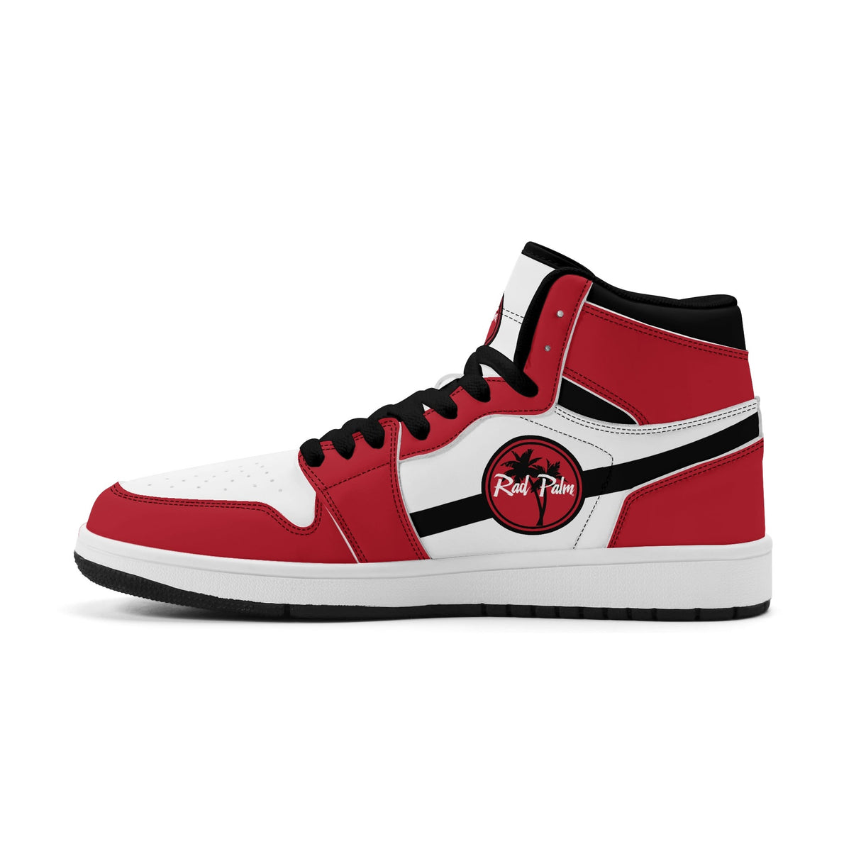 Red White Black Mens Premium PU Leather High Top Sneakers-V2