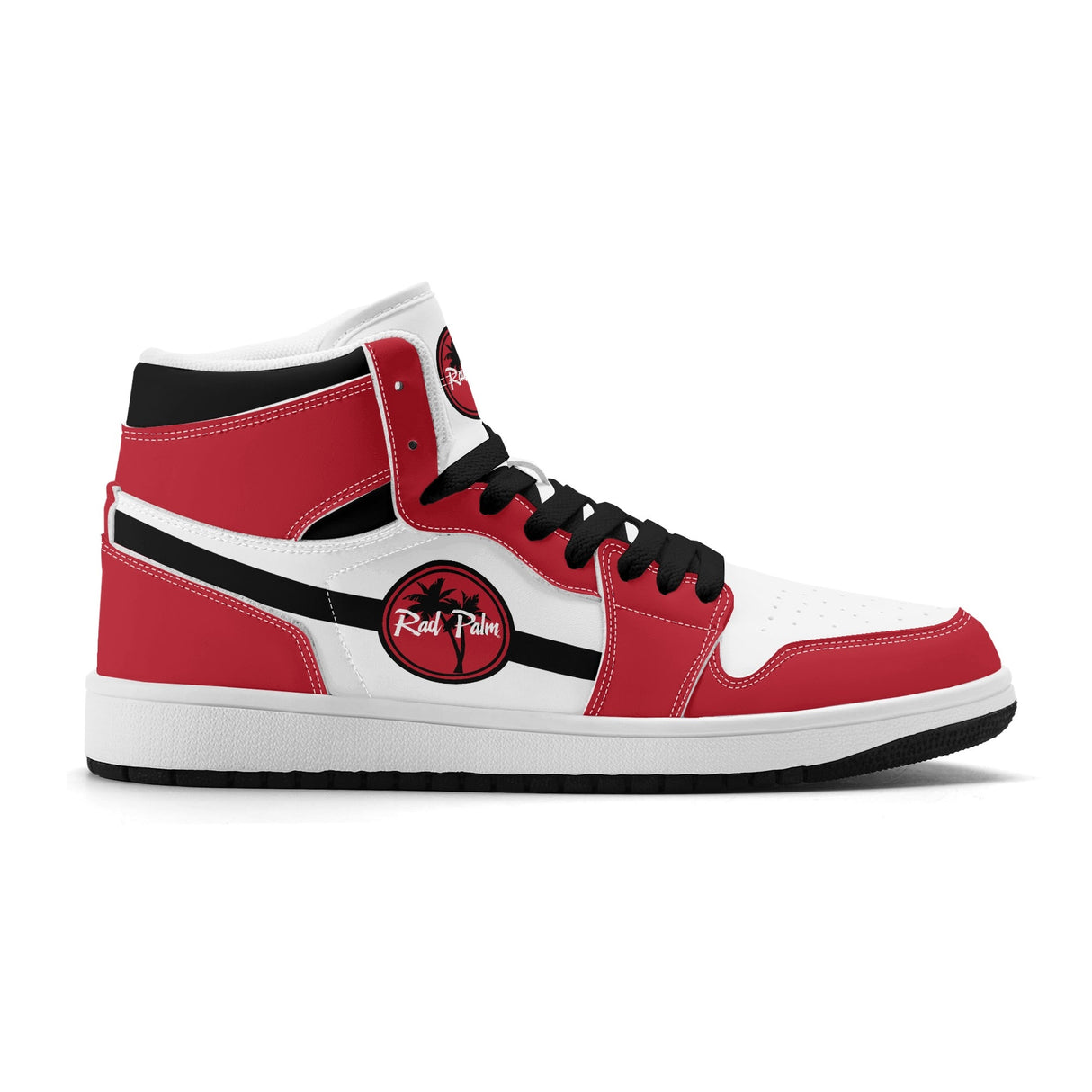 Red White Black Mens Premium PU Leather High Top Sneakers-V2