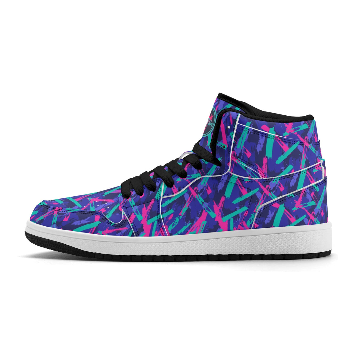 Neon Brush Mens Premium PU Leather High Top Sneakers-V2