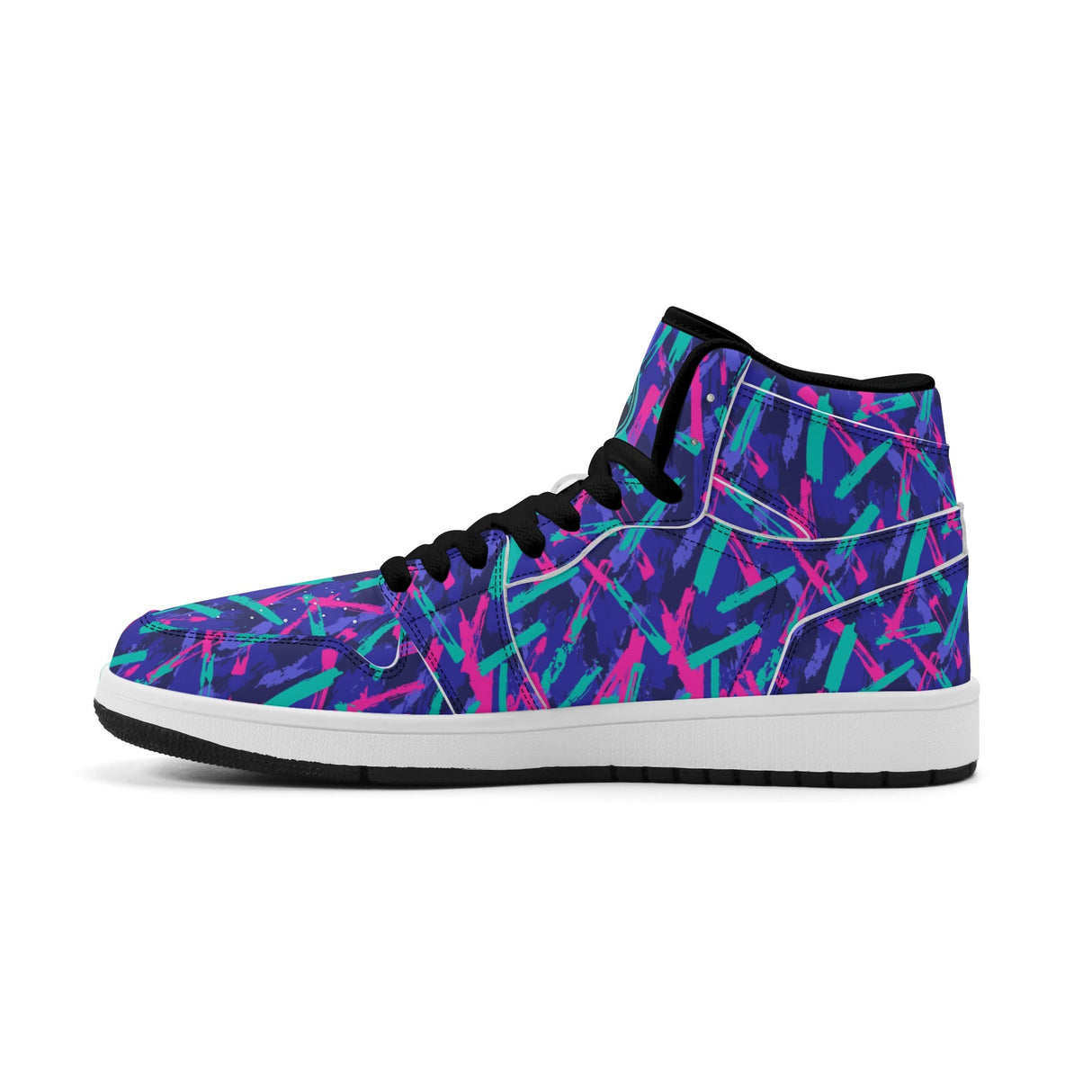 Neon Brush Mens Premium PU Leather High Top Sneakers-V2