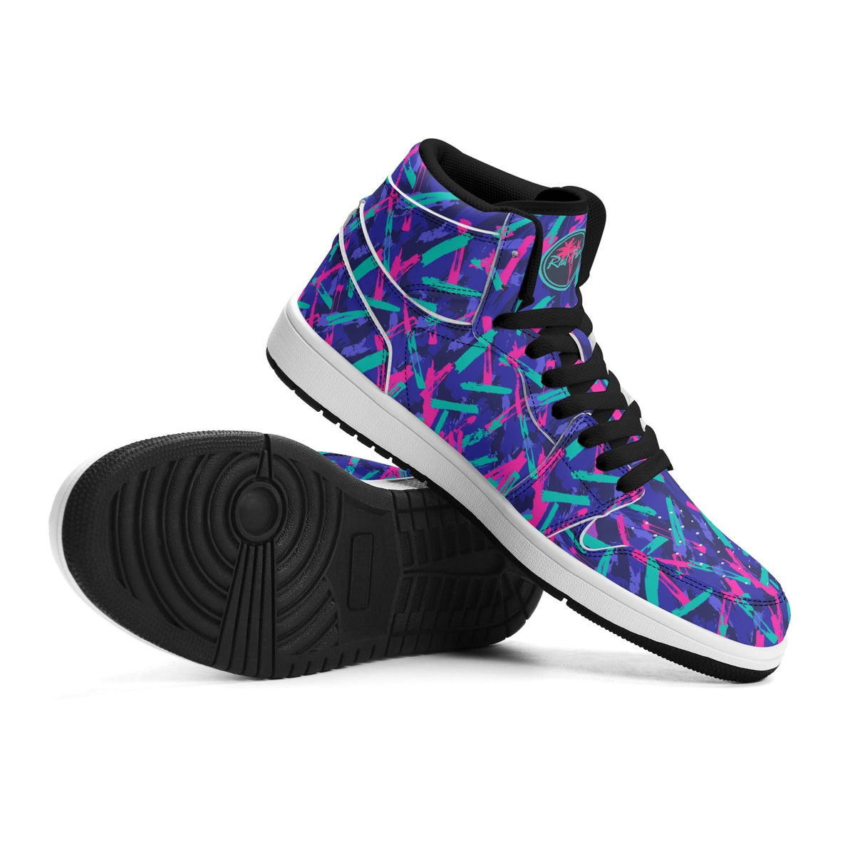 Neon Brush Mens Premium PU Leather High Top Sneakers-V2