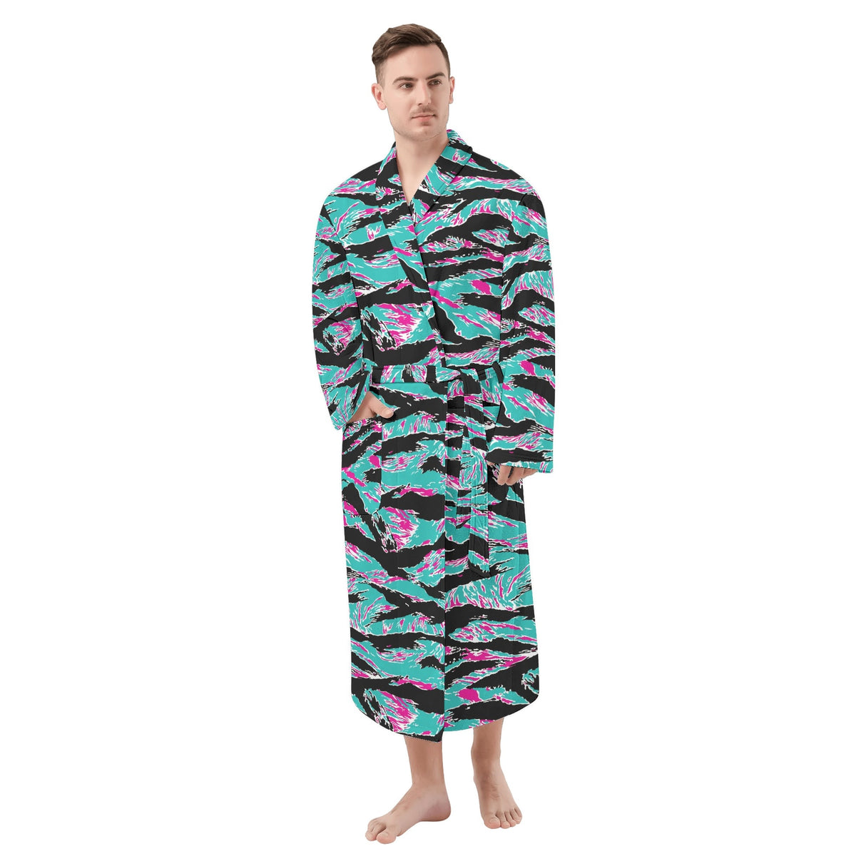 Miami Tiger Stripe Mens Bathrobe