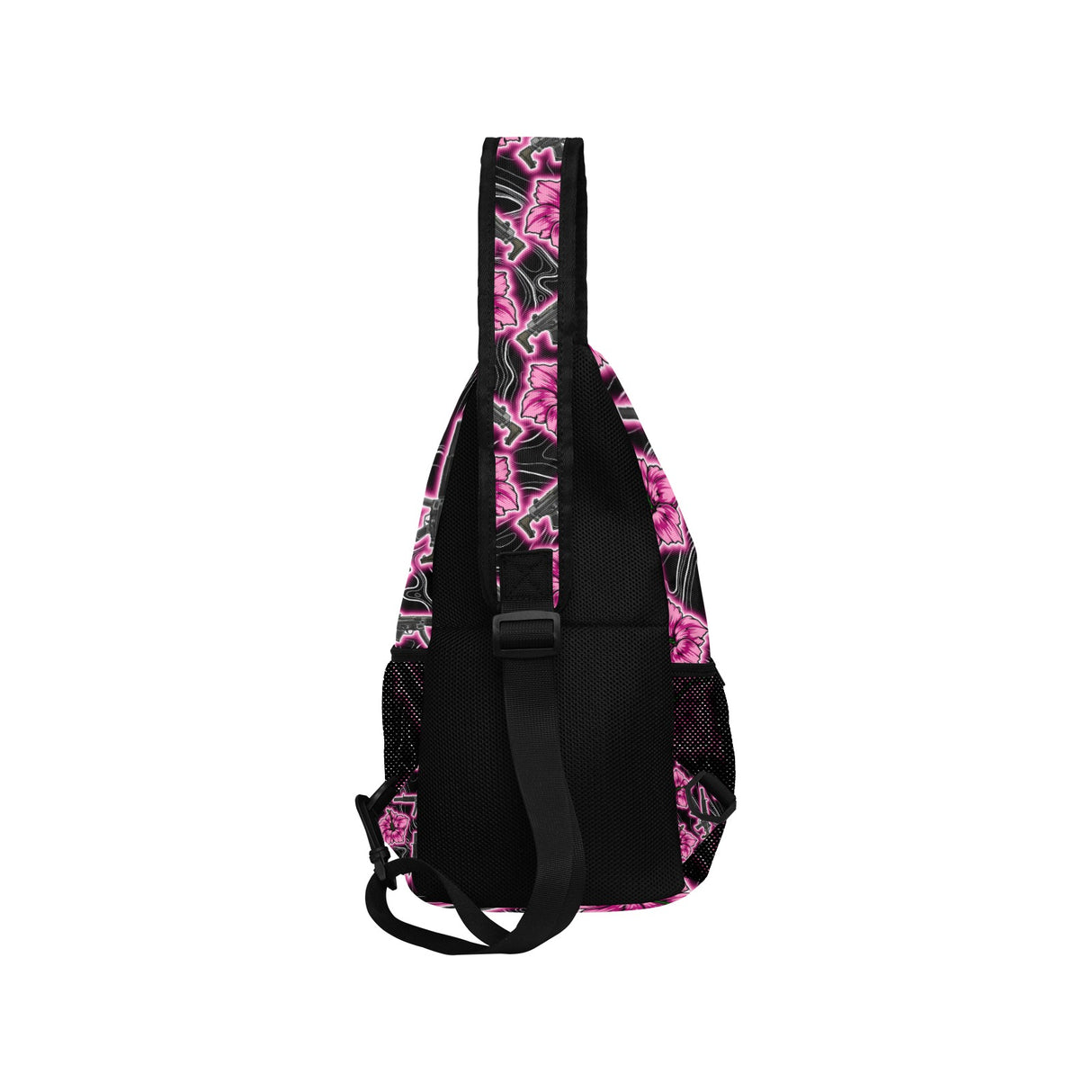 Bolso bandolera de neón negro Hibiscus de gran capacidad