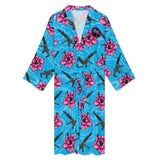 High Capacity Hibiscus Blue Men's Bathrobe