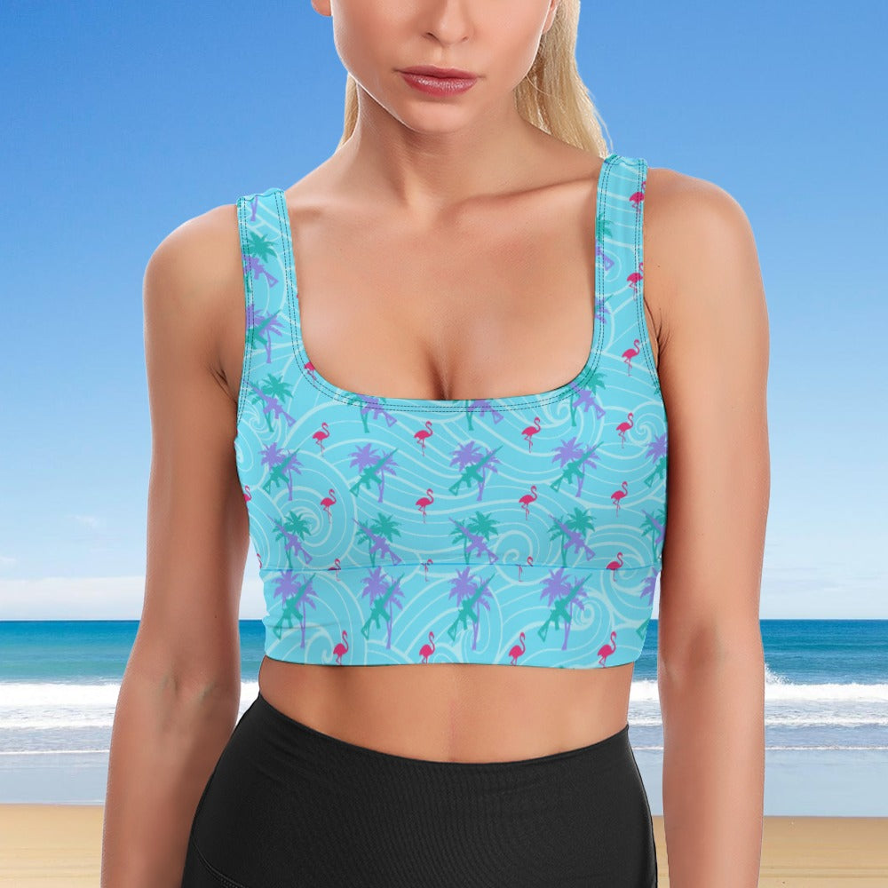 Tropical Tidal Wave Longline Bra Top