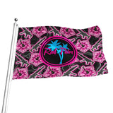 High Capacity Hibiscus Black Neon Flag