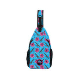 High Capacity Hibiscus Blue Sling Bag