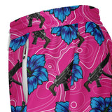 Pantalones cortos 2 en 1 de alta capacidad para hombre en color rosa hibisco