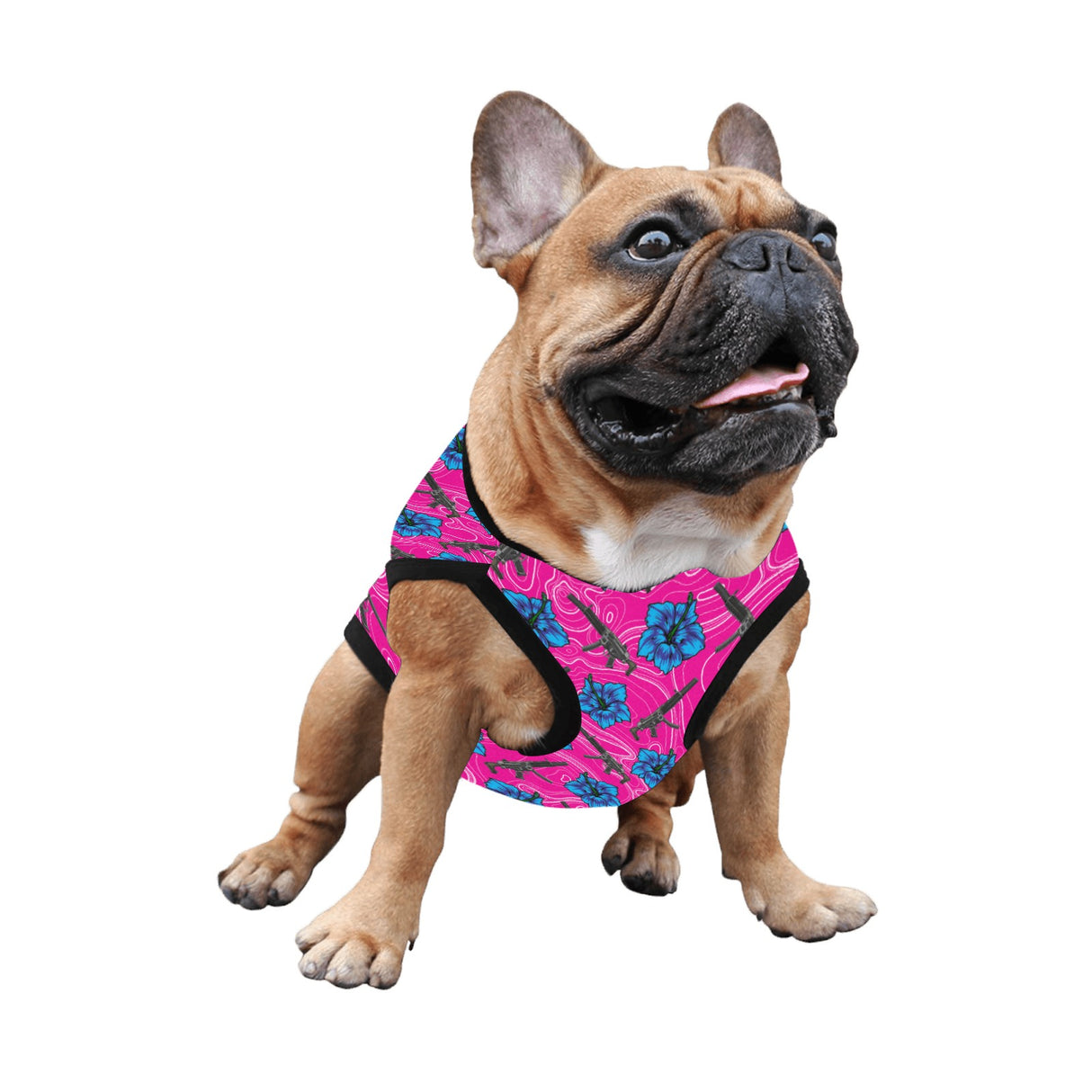 Camiseta sin mangas para perro de color rosa hibisco de gran capacidad