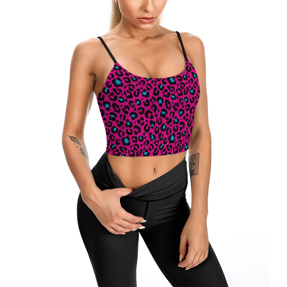 Camisola fina vintage cómoda de leopardo rosa para mujer