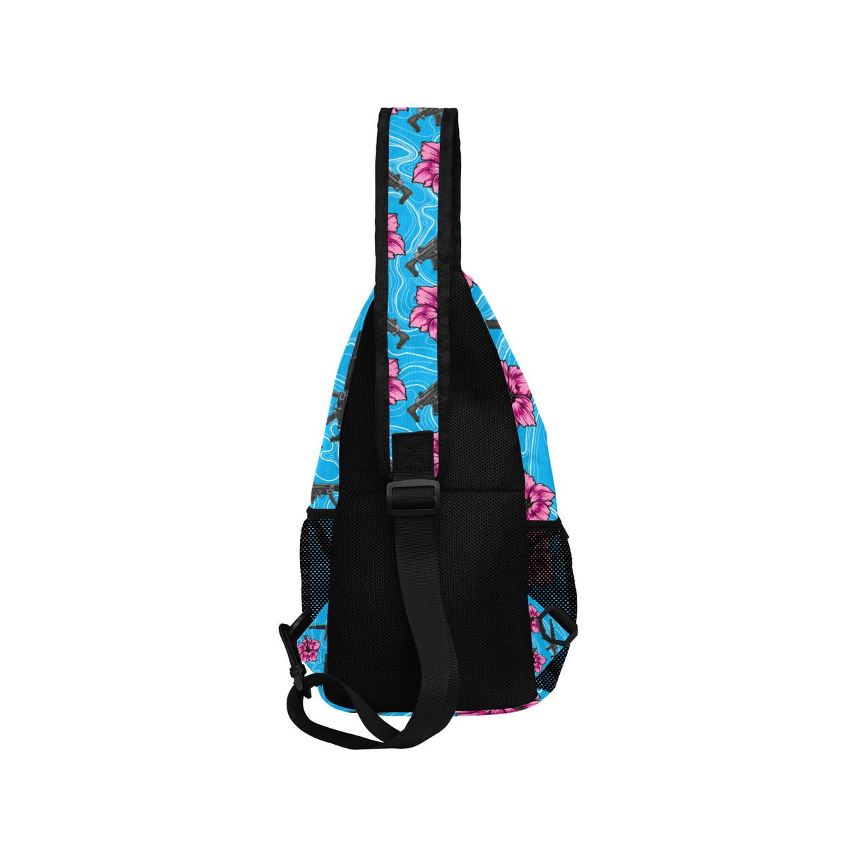 High Capacity Hibiscus Blue Sling Bag