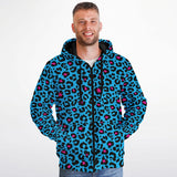 Blue Leopard Microfleece Ziphoodie