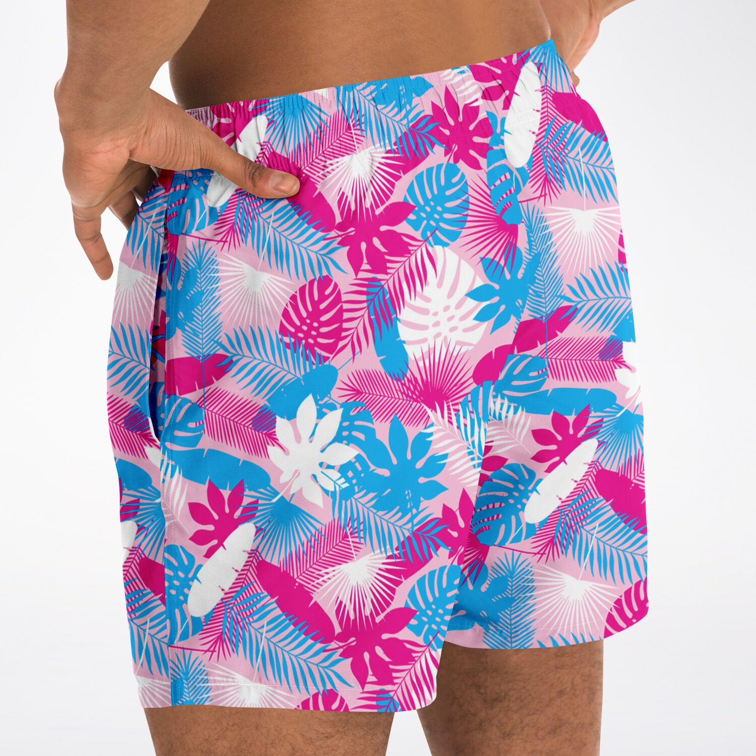 Rad Palm Neon Jungle Pink Men's Swim Trunks