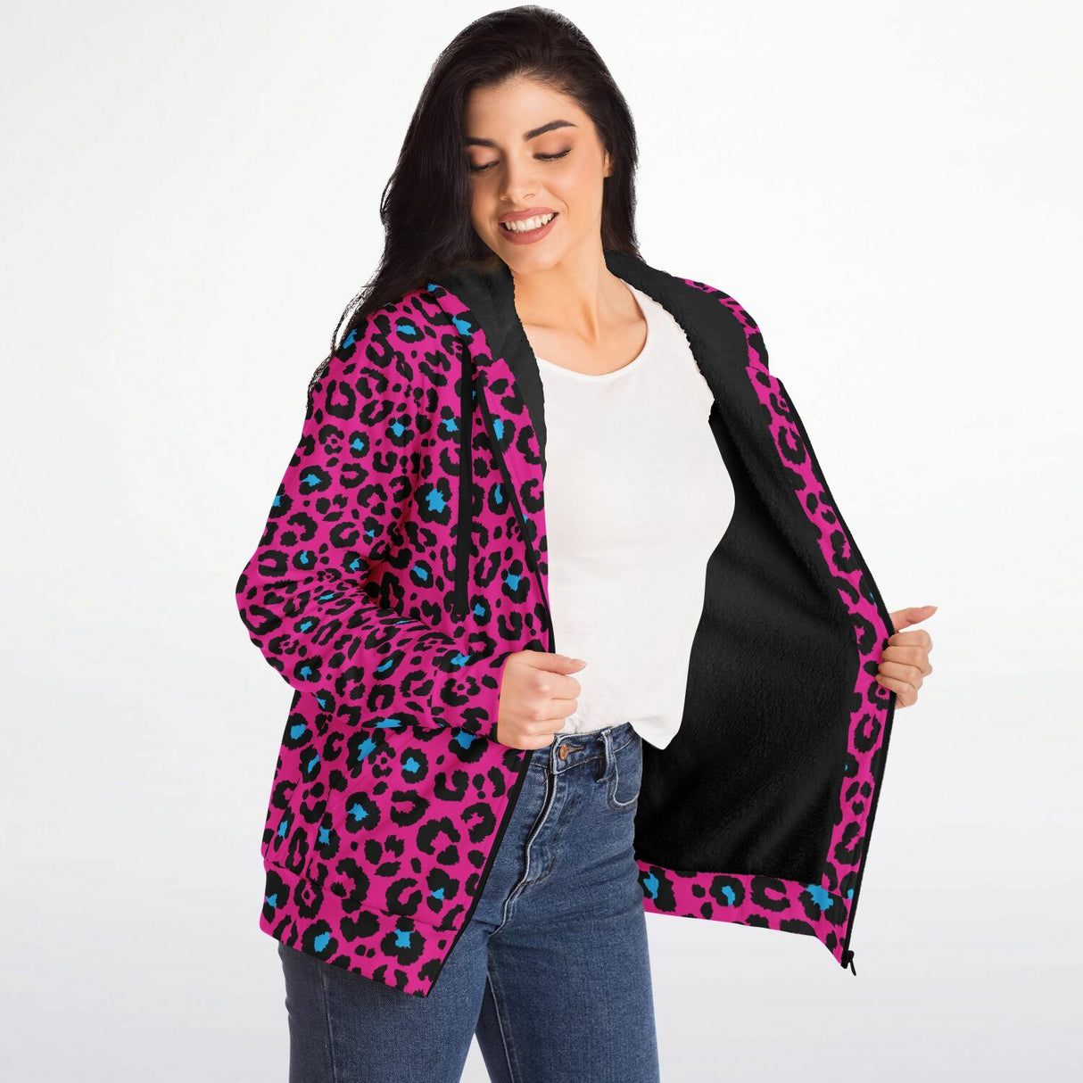 Pink Leopard Microfleece Ziphoodie