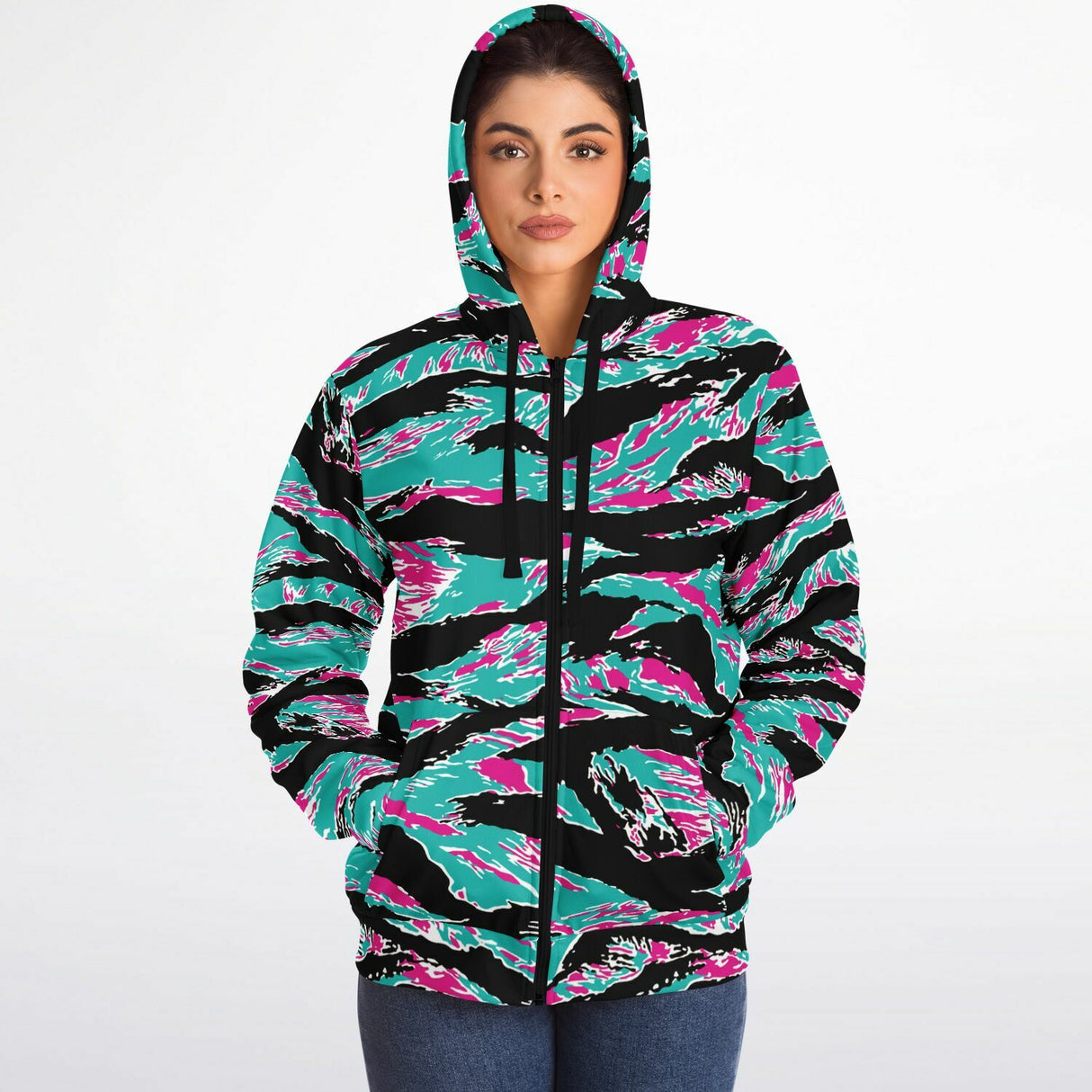 Miami Tiger Stripe Microfleece Ziphoodie