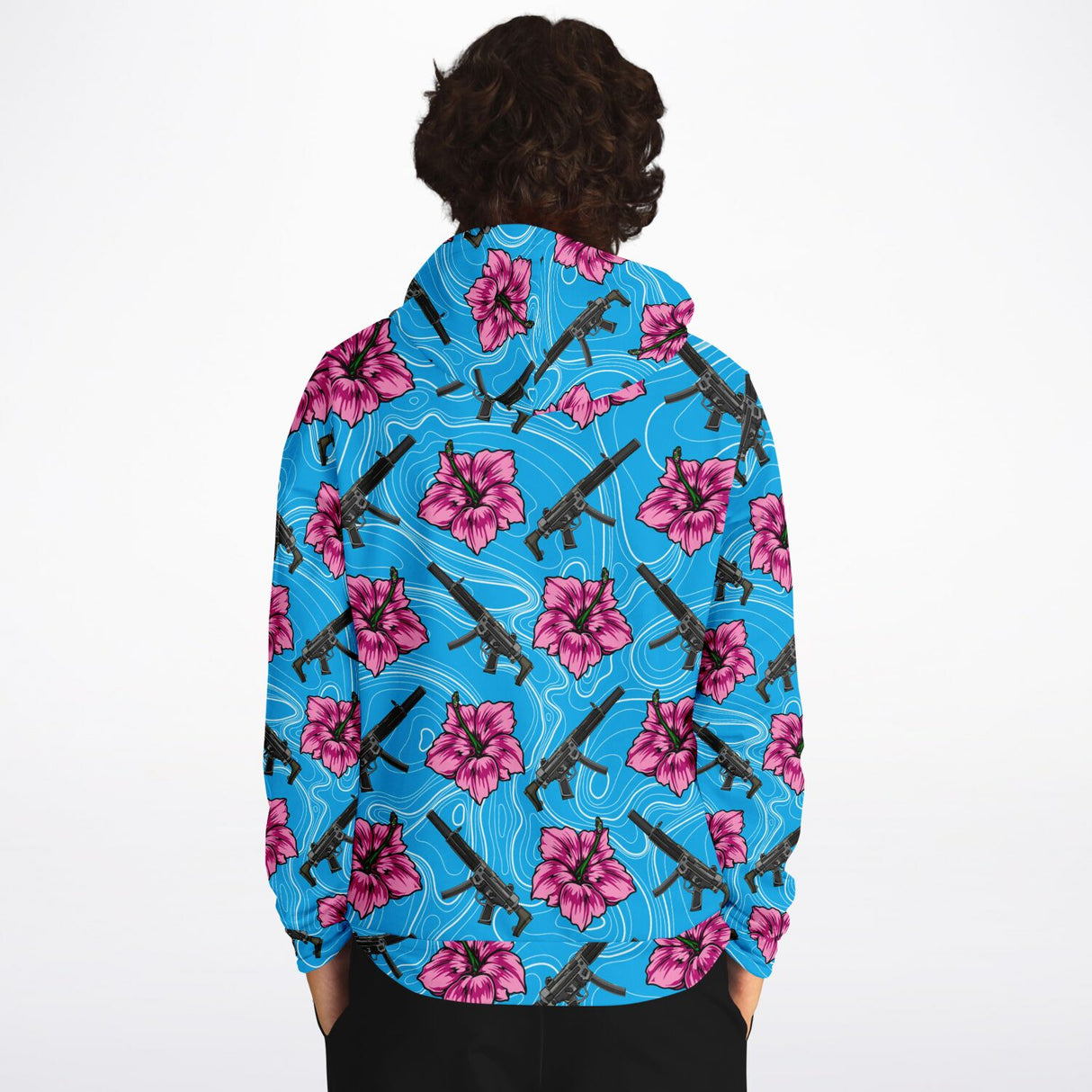 High Capacity Hibiscus Blue Athletic Hoodie