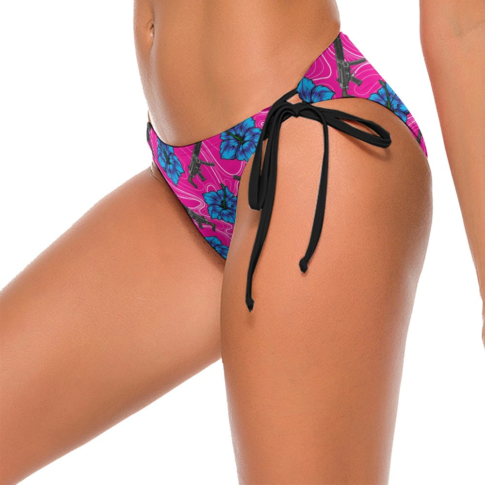 Braguita de bikini de alta capacidad con diseño de hibisco