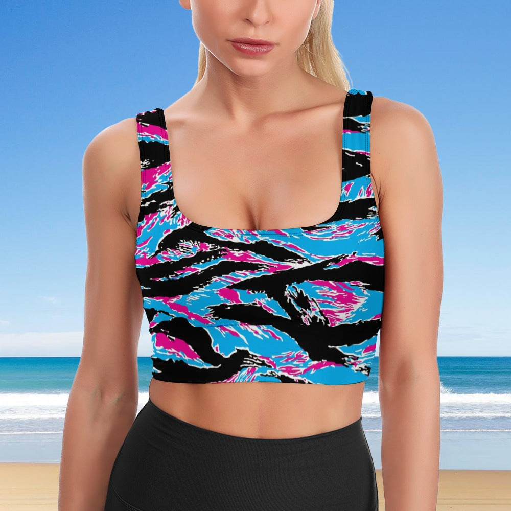 Miami Tiger Stripe Longline Bra Top