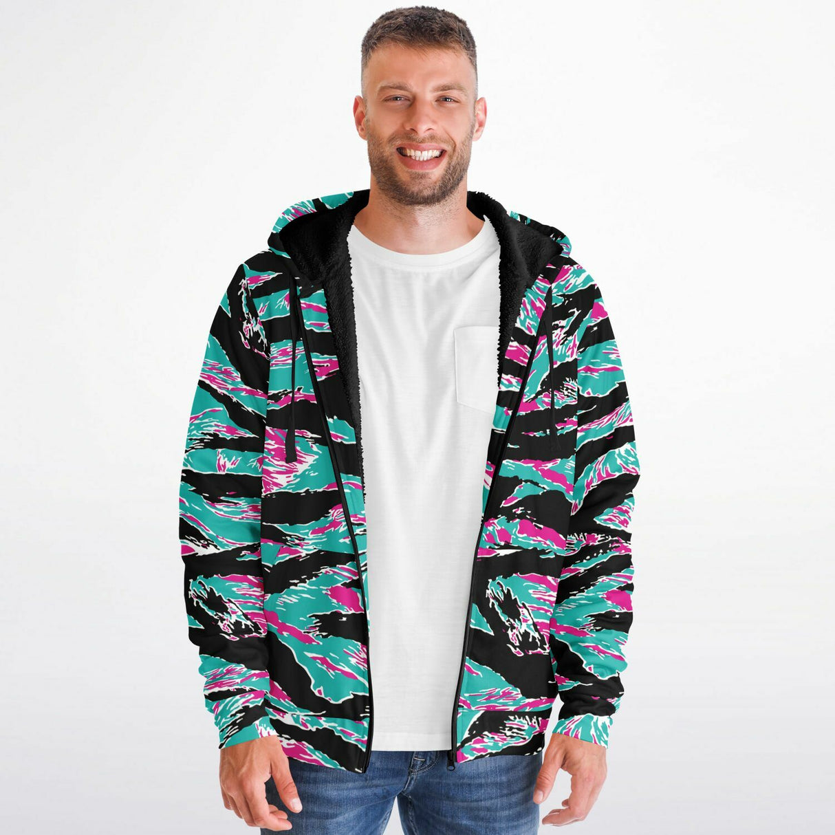 Miami Tiger Stripe Microfleece Ziphoodie