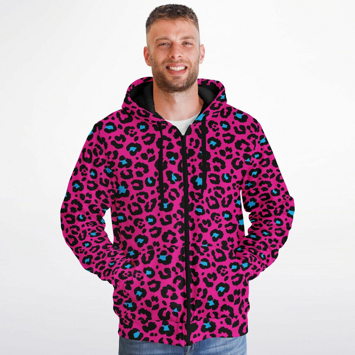 Pink Leopard Microfleece Ziphoodie