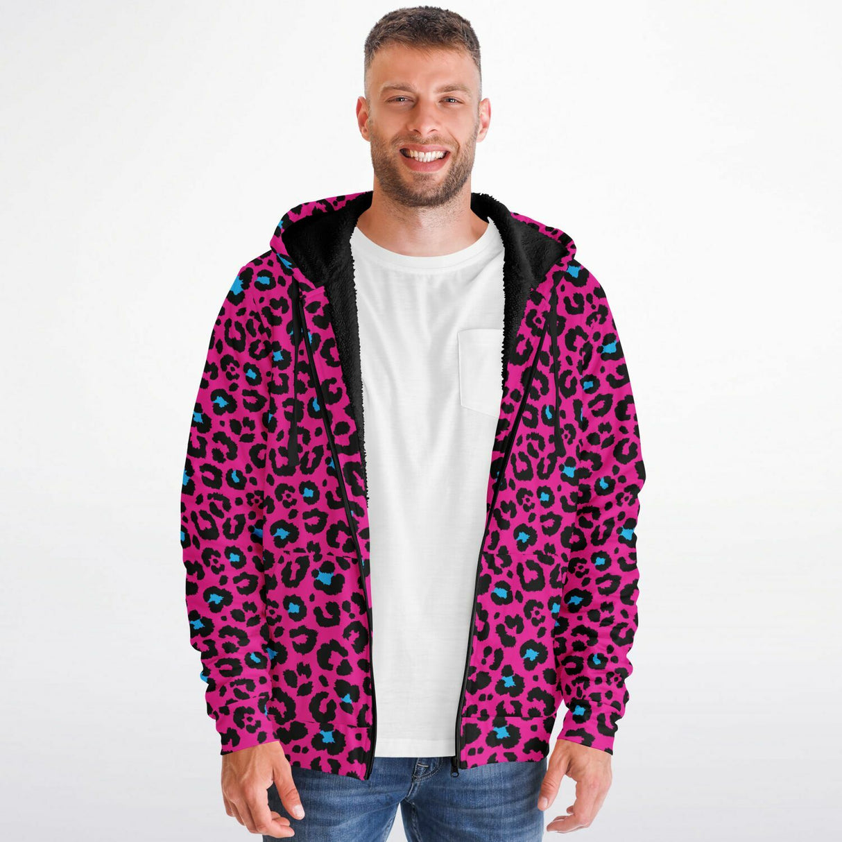 Pink Leopard Microfleece Ziphoodie