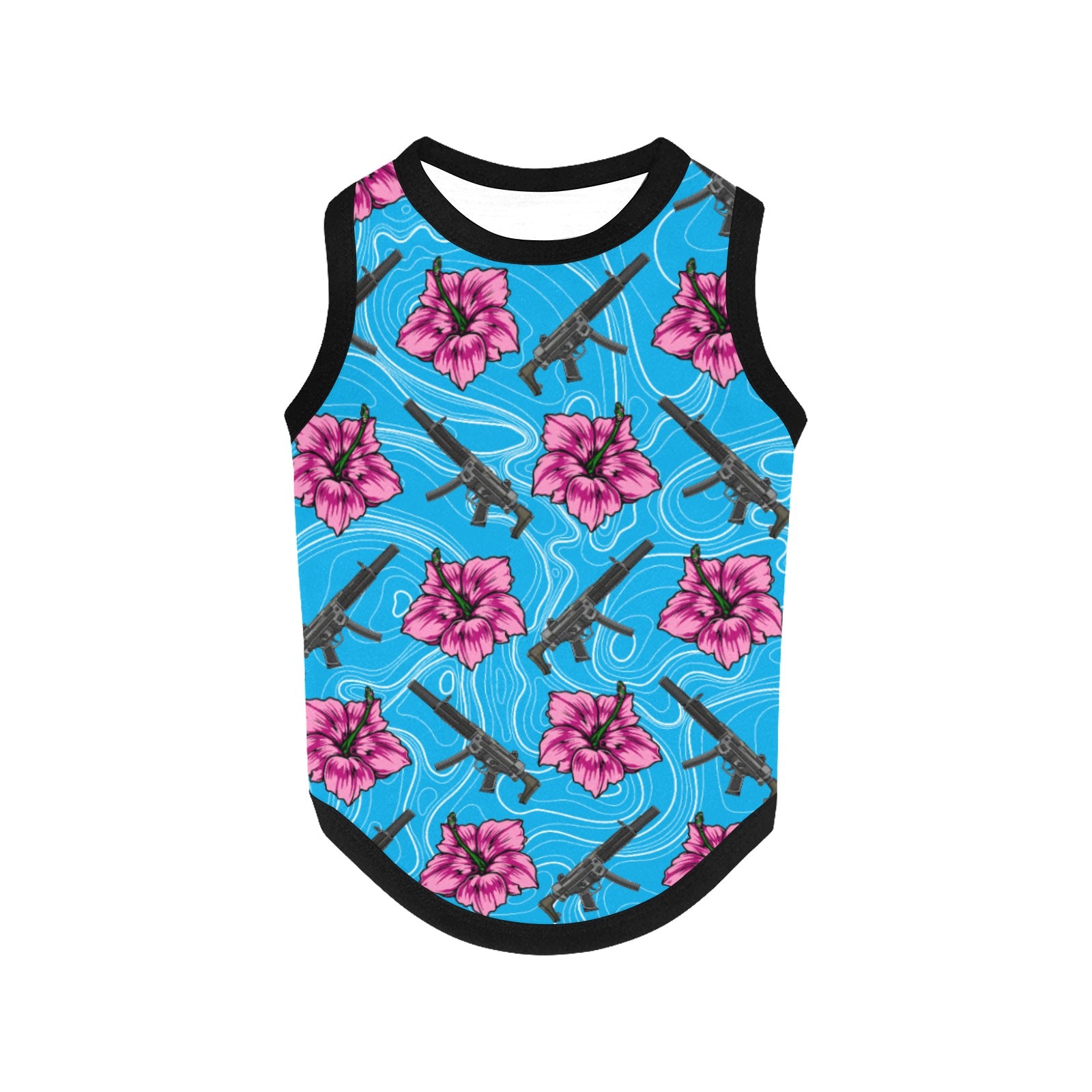 High Capacity Hibiscus Blue Tank Top