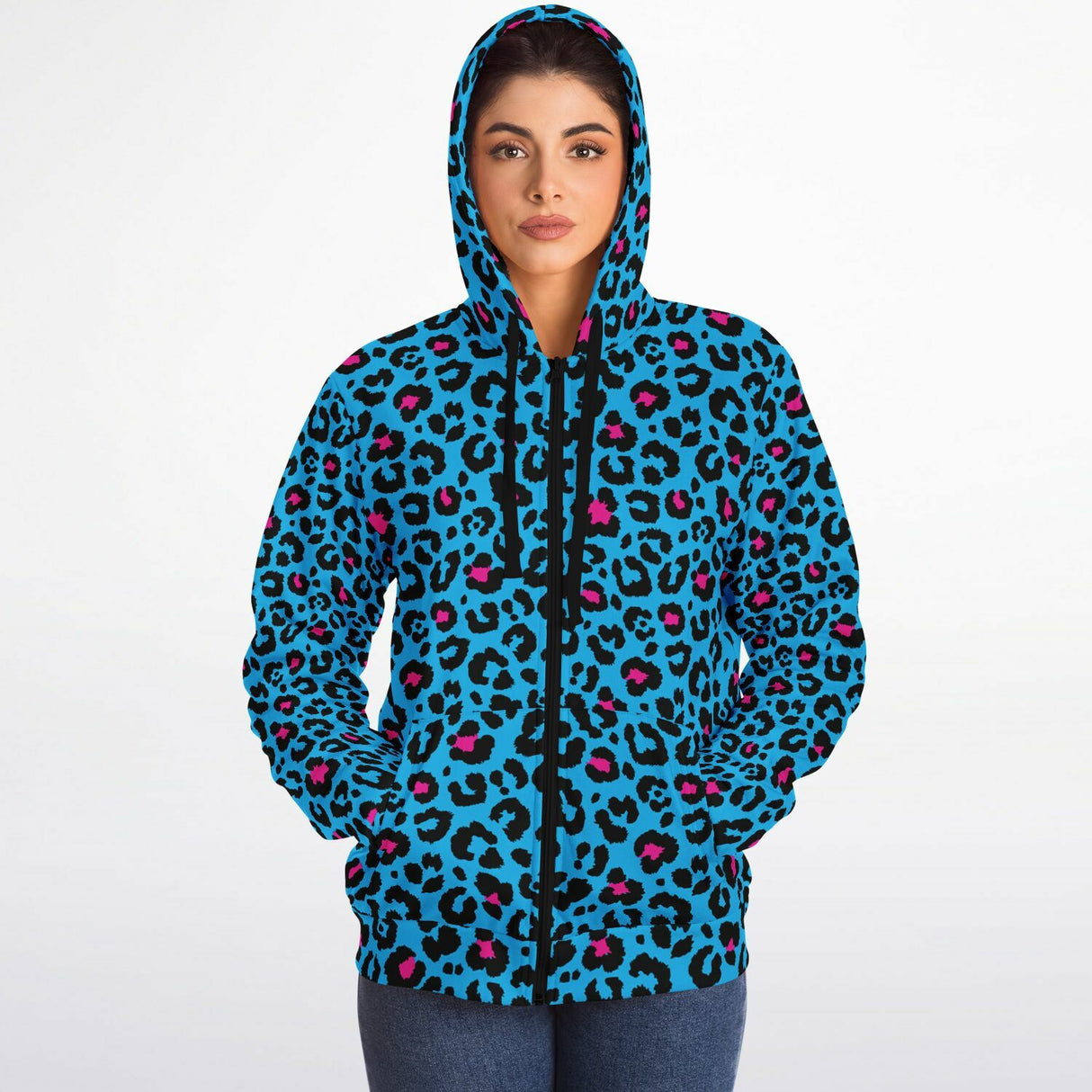 Blue Leopard Microfleece Ziphoodie