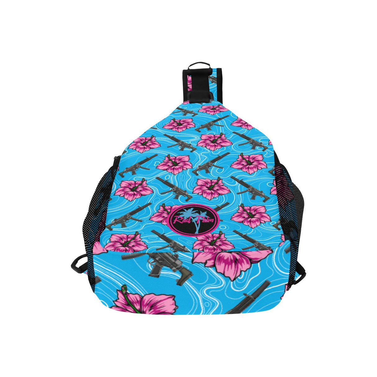 High Capacity Hibiscus Blue Sling Bag