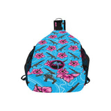 High Capacity Hibiscus Blue Sling Bag