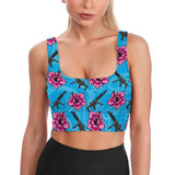 High Capacity Hibiscus Blue Longline Bra Top