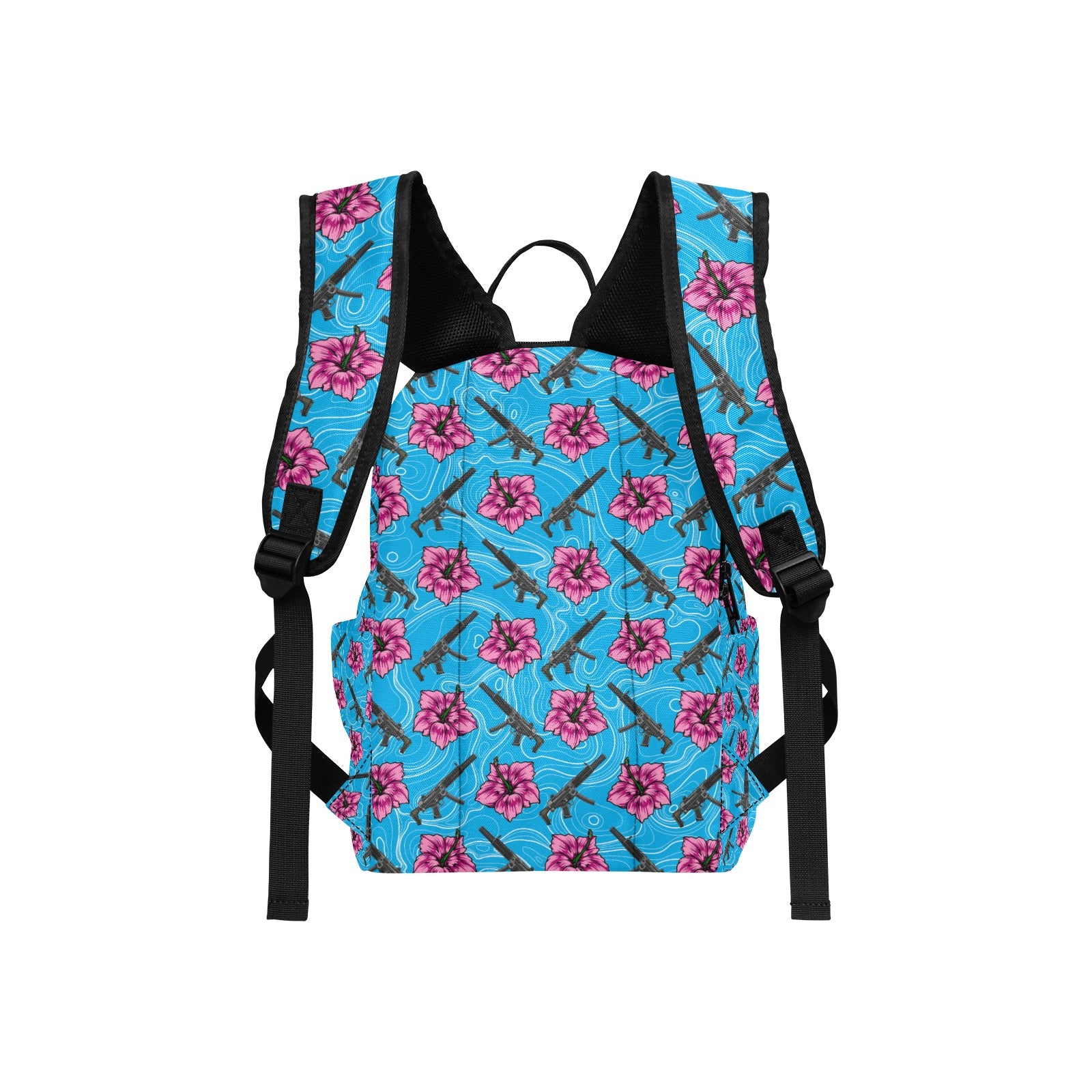 High Capacity Hibiscus Blue Lightweight Casual Backpack