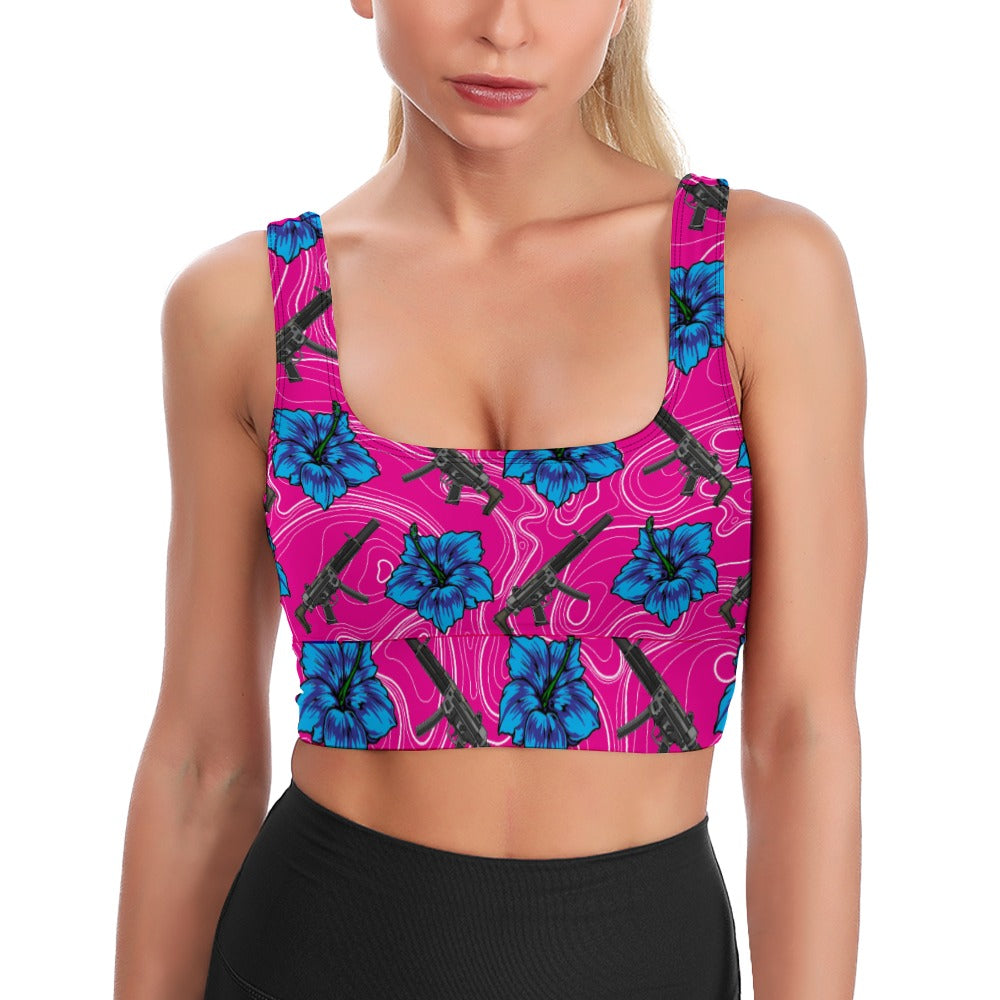 High Capacity Hibiscus Longline Bra Top