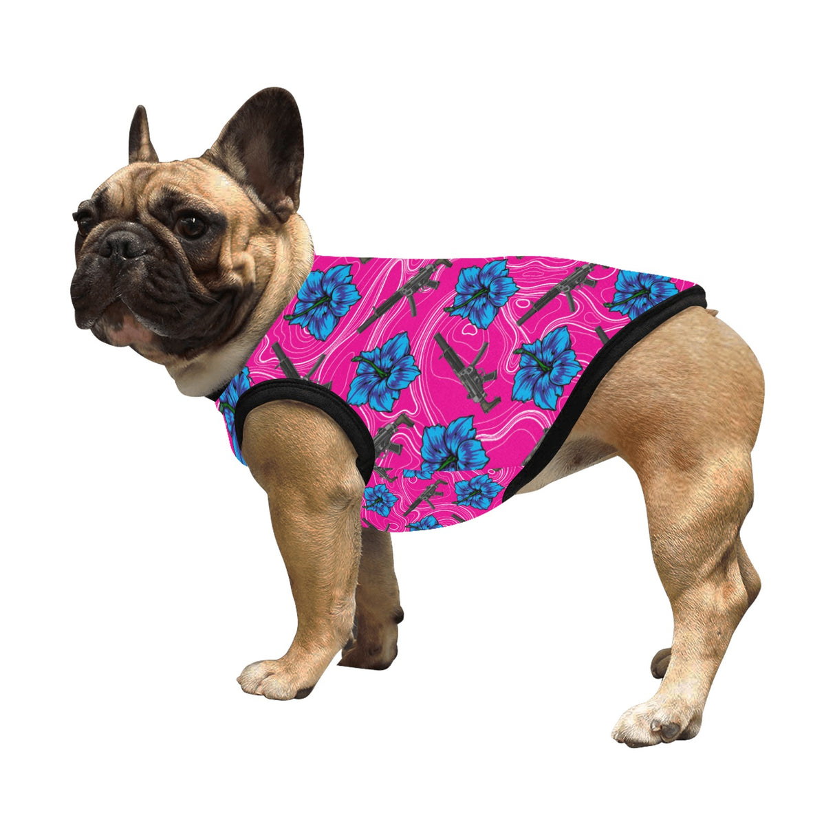 Camiseta sin mangas para perro de color rosa hibisco de gran capacidad