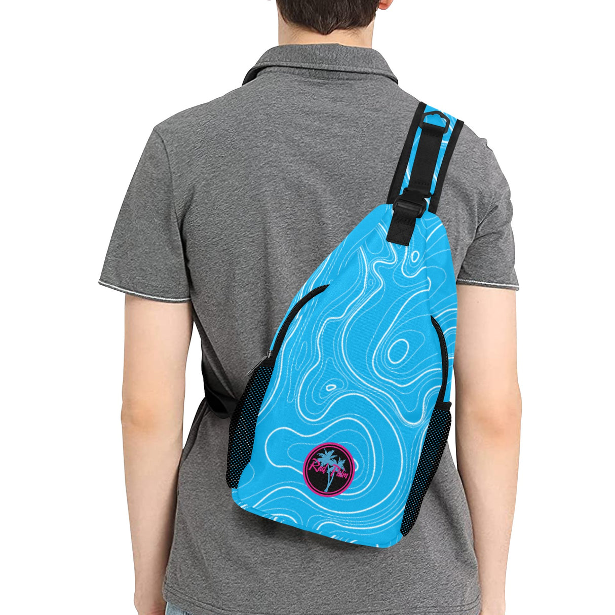 Blue Topographic Sling Bag