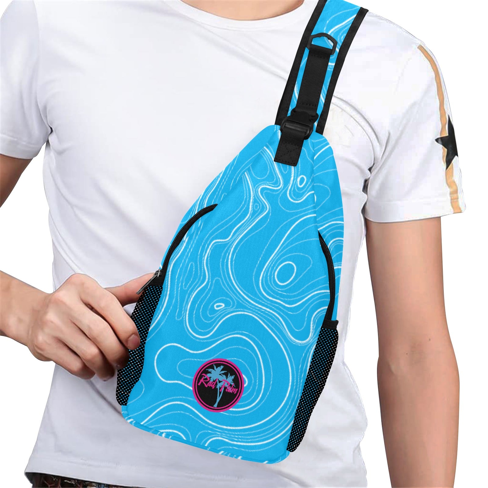 Blue Topographic Sling Bag