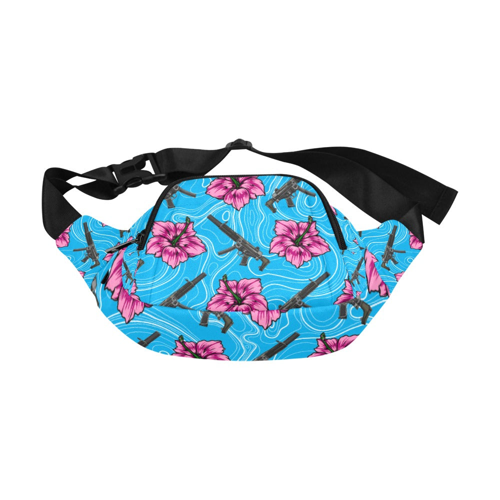 High Capacity Hibiscus Blue Fanny Pack